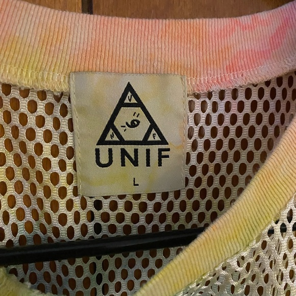 UNIF Rare HTF Mesh Sheer Rainbow Pastel Tie Dye Relapse Mesh T-Shirt Tee Top L - Picture 2 of 5